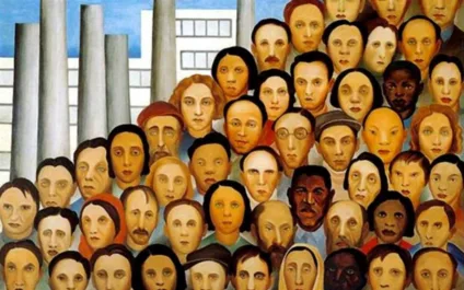 Pintura "Operários", de Tarcila do Amaral.